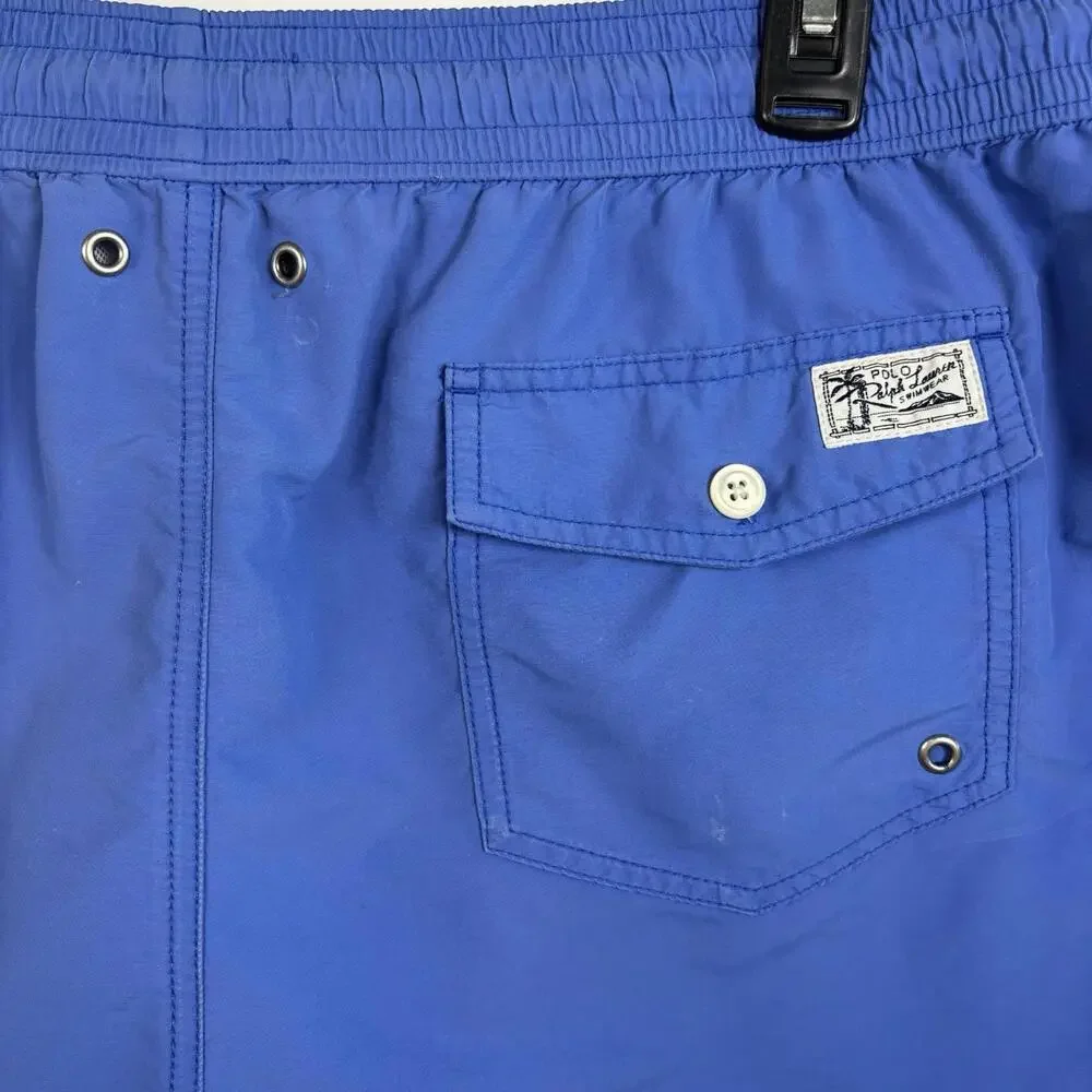 Polo Sport Ralph Lauren Mesh Lined Drawstring Swim Trunks Shorts Cobalt Blue XL